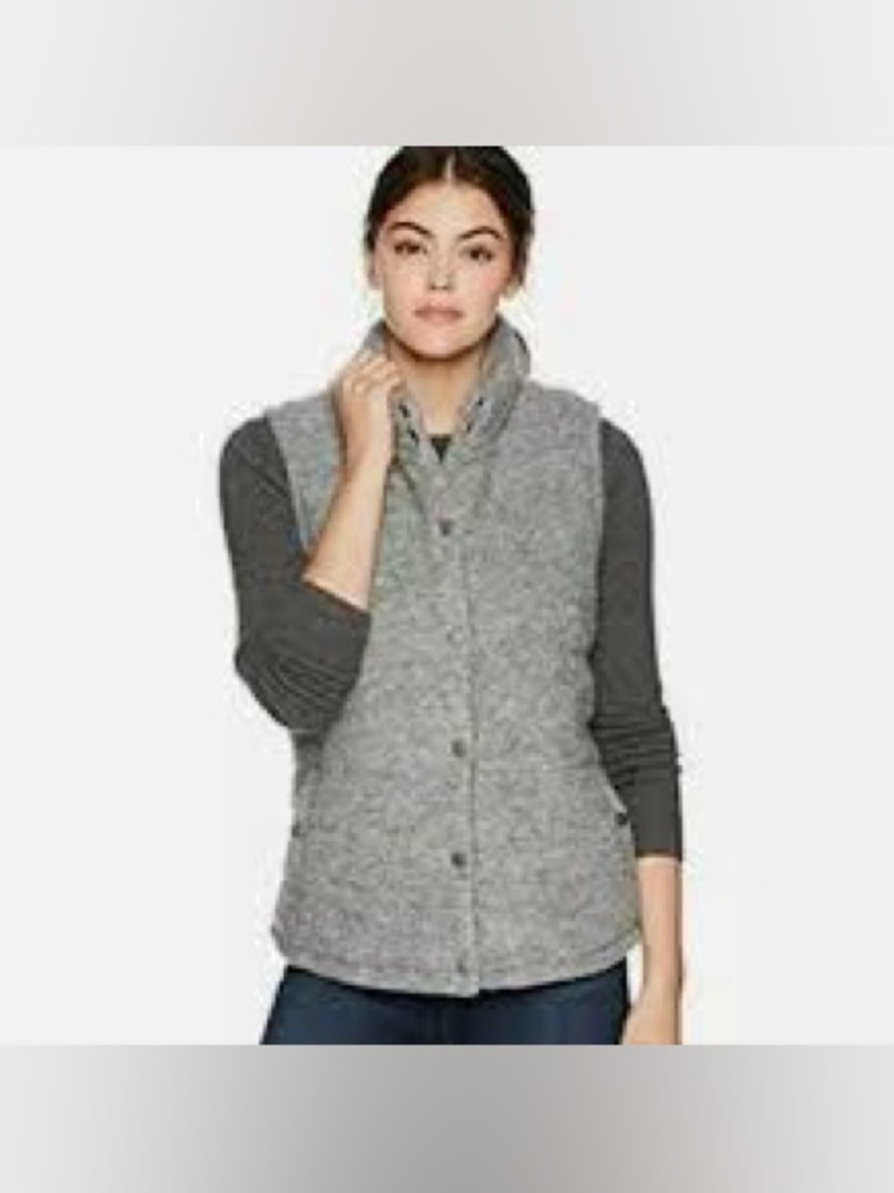 BB Dakota Heather Gray Button-Front Knit Vest